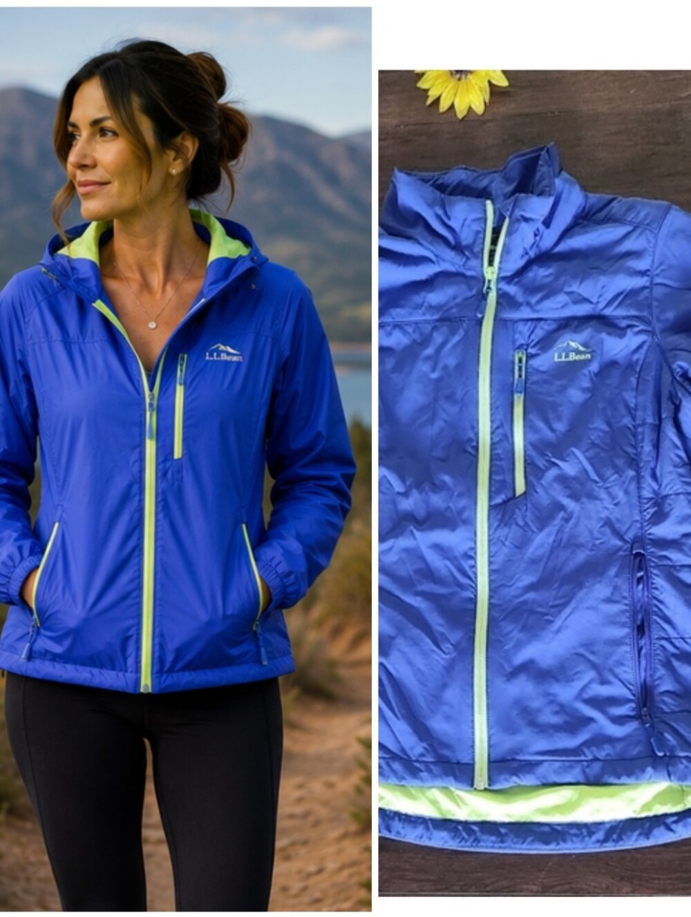 L.L. Bean Vibrant Blue Jacket with Neon Accents
